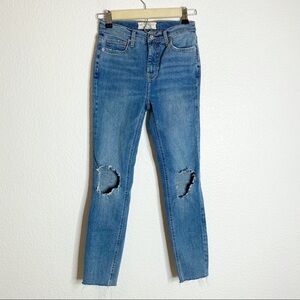 Free People- High Rise Busted Knee Skinny Jeans 25